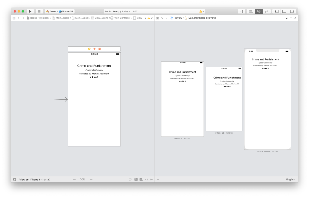 labels not centered in all devices in the xcode preview