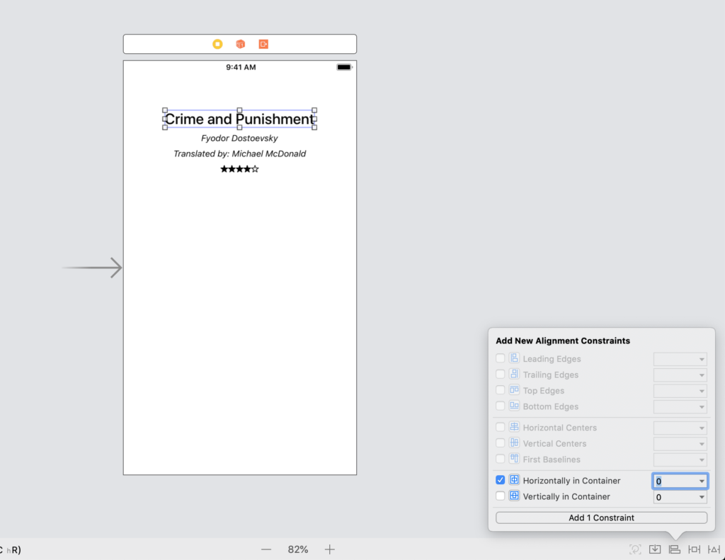 add new alignment constraint menu in xcode