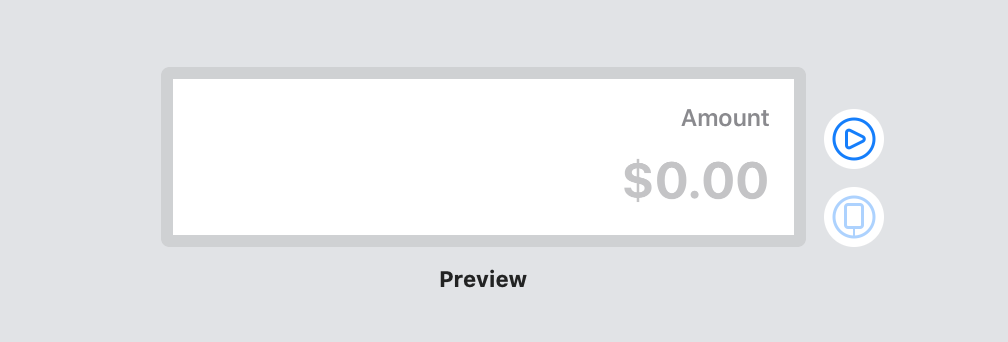 the Xcode preview for the amount view in the new transaction screen