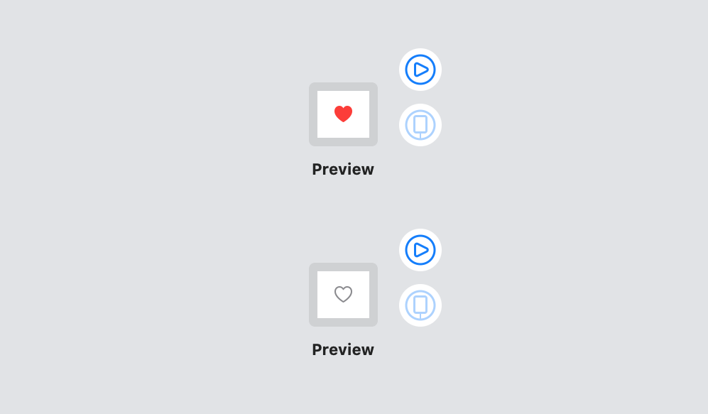 the previews of the heart SwiftUI view