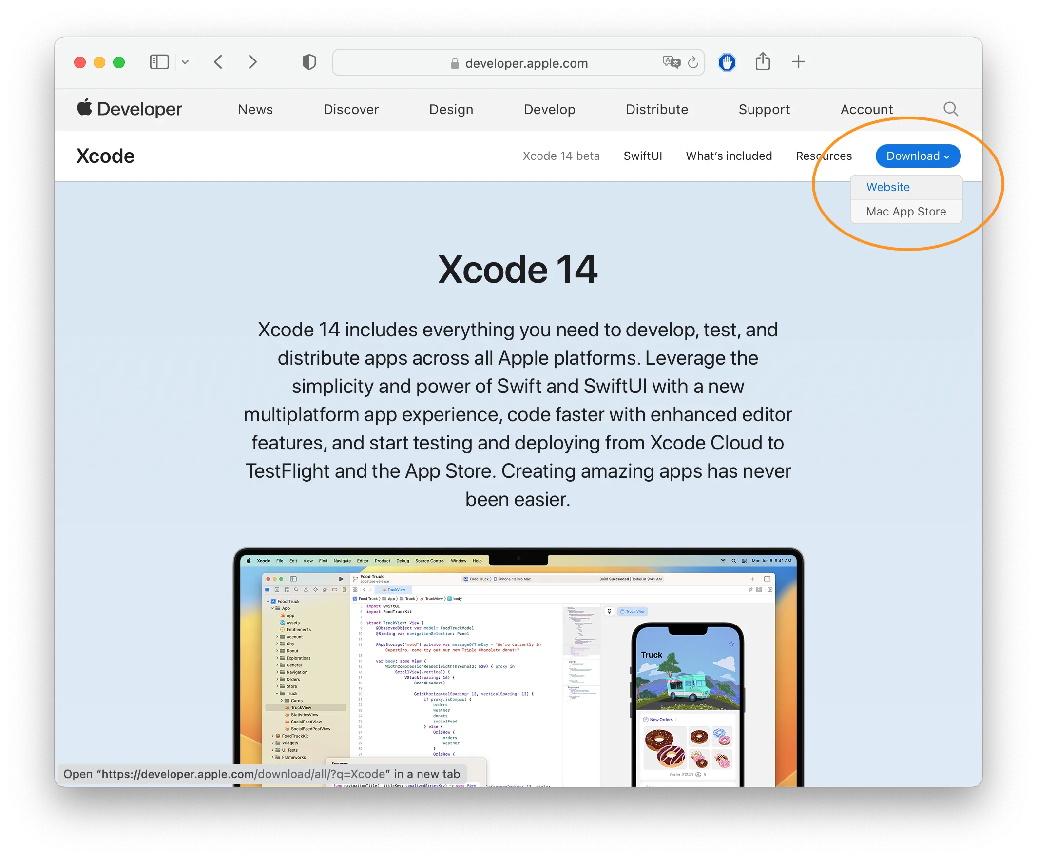 The Xcode page on Apple’s website